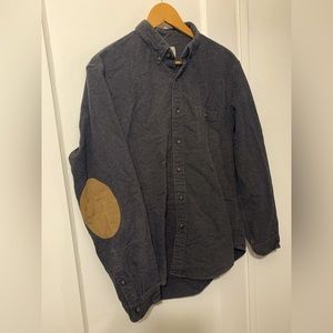 SALE J. Crew Wool Workshirt Over Shirt in charcoal grey with suede elbow patches